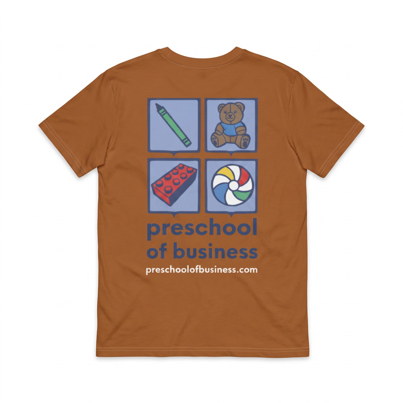 Bear All-Over Print T-Shirt, back view with Preschool of Business logo